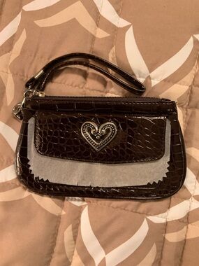 Candie's Brown Wristlet Clutch with Heart Accent